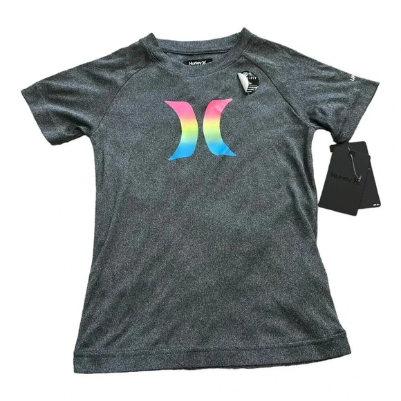 Hurley x Nike Dri Fit Gray Colorful Logo T Shirt 5 - Picture 1 of 2